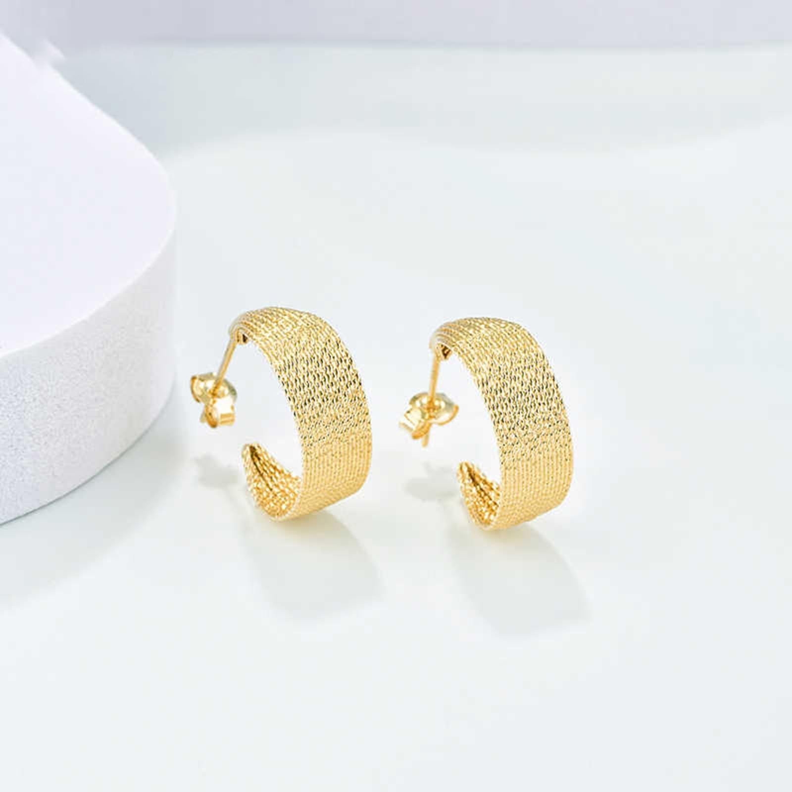 KnSam Żółte złoto 18K 750 Creole Hoop, kolczyki na sztyfcie Boże Narodzenie, fale, prawdziwa biżuteria damska kolczyki Au750 złoto