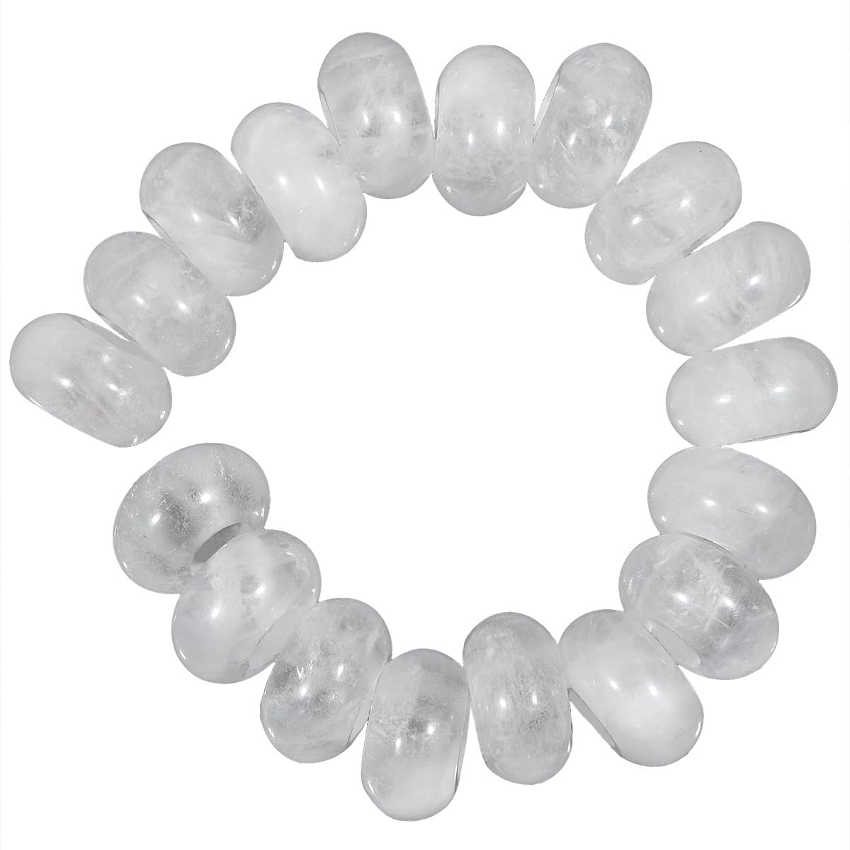 mookaitedecor 20pcs 14mm Natural Clear Quartz Round Large Hole Gemstone Beads for Jewellery Making 6mm Hole Loose Rondelle Crystal Stone Beads for Crafting European Bracelet Macrame Projects