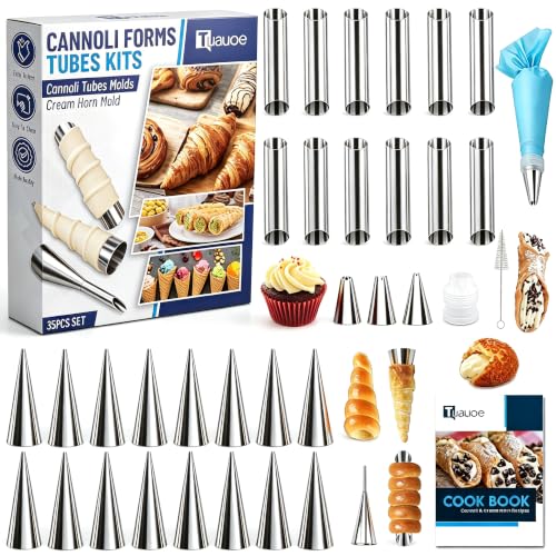 Tuauoe 35pcs Cannoli Tubes Molds