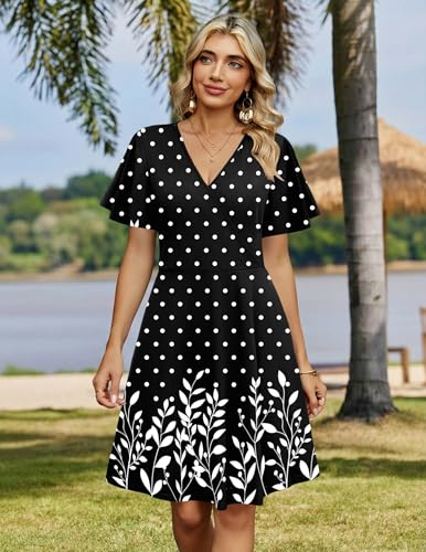 Image of Zeagoo Womens Summer Dresses Wrap V Neck Dress Floral A-Line Ruffle Sleeve Casual Sundress with Pockets 2026