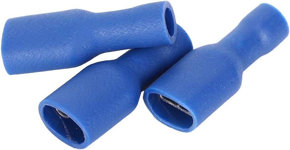 1000Pcs FDFD2-250 Blue PVC Insulated Female Wire Terminals, Fully Insulated Electrical Connectors for Automotive Marine Wiring, Leak - Proof Terminals for Electric