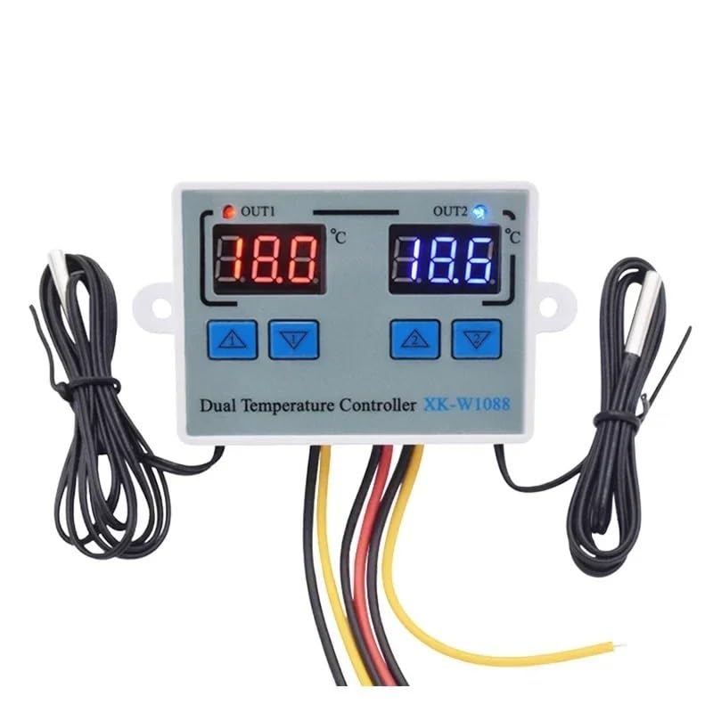 INFRI W1088 Dual LED Digital Temperature Sensor Meter Controller Electric Heating Thermostat 220V Aquarium Incubator Thermoregulator(DC 12V)