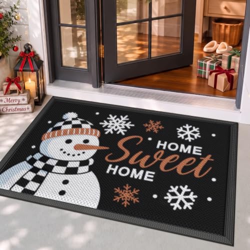 DEXI Front Door Mat Outside Entrance Floor Doormat 32x48 Winter Snowman