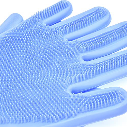 Image of Bagonias Magic Silicone Dish Washing Gloves, Silicon Cleaning Gloves, Silicon Hand Gloves for Kitchen, Pet Grooming, Great for Washing Dishes, Cars, Bathrooms, Floor Cleaning (Multicolor, 1 Pair)