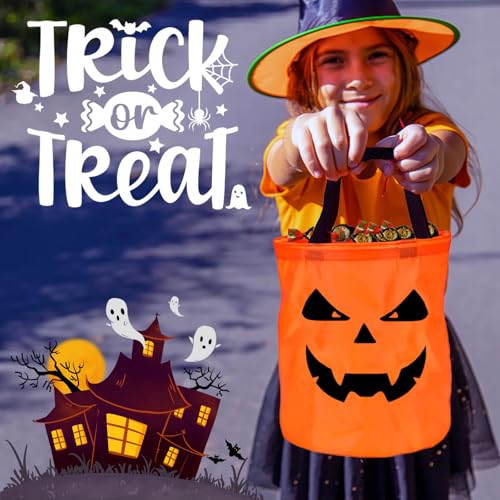 Halloween Trick or Treat Bags Candy Bucket Basket Decoration, Light Up Ghost Sweet Bags Multipurpose Reusable Goody Buckets for 2026 Halloween Party Decor Supplies Favors Gifts 1 Pack - image 5