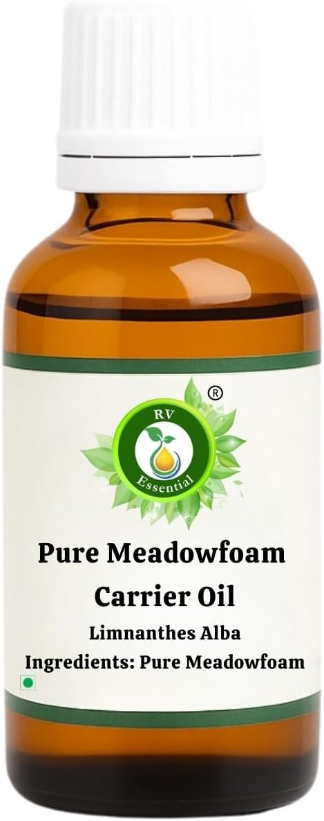 R V Essential Pure Meadowfoam Carrier Oil 100ml (3.38oz)- Limnanthes Alba (100% Pure and Natural Cold Pressed)