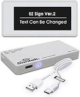 Vista 10 de Santek EZ - Letrero digital de papel electrónico de 2.9 pulgadas, recargable, inalámbrico, pantalla tricolor eink con mensajes personalizables