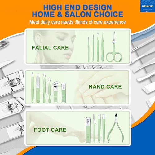 Image of FreshDcart FDCA466 16-Piece Professional Nail Clippers Set, Stainless Steel Manicure Pedicure Set, Manicure Set for Manicure and Pedicure, Cuticle Cleaning, Home, Travel (Multicolor, Pack of 1)