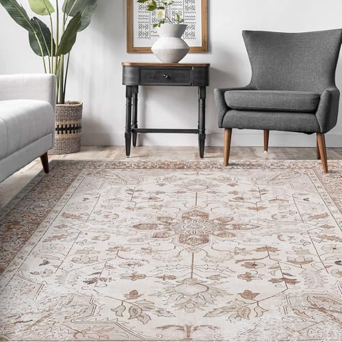 DYTesa 8x10 Washable Rug Traditional Floral Print Area Rug