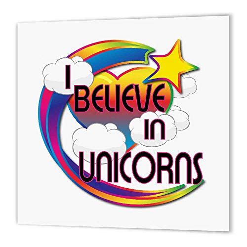3dRose I Believe in Unicorns 10x10 Iron on Heat Transfer for White Material