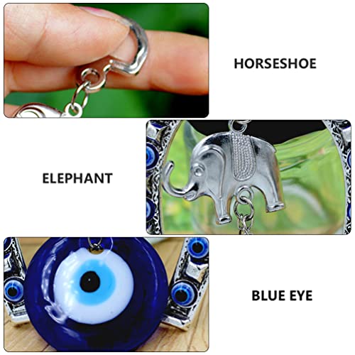Veemoon Blue Evil Eye Wall Hanging Ornament Lucky Horseshoe Elephant Turkish Nazar Beads Evil Eye Protection Charm Good Luck Amulet Feng Shui Decorations for Blessings - Image 4