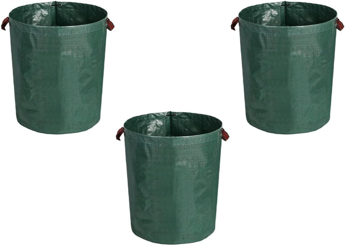 Reusable Garden Yard Waste Bags for Fallen Leaves and Dead Plants, 3pcs Folding Lawn Trash Bags with Freestanding Design for Lawn, Pruning, and Composting Use