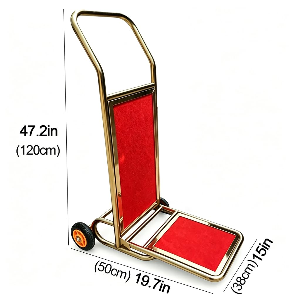 Carrello portabagagli dell'hotel Carrello del facchino | Telaio in acciaio inossidabile, con ruote silenziose da 6 pollici, per hotel, resort e uso commerciale