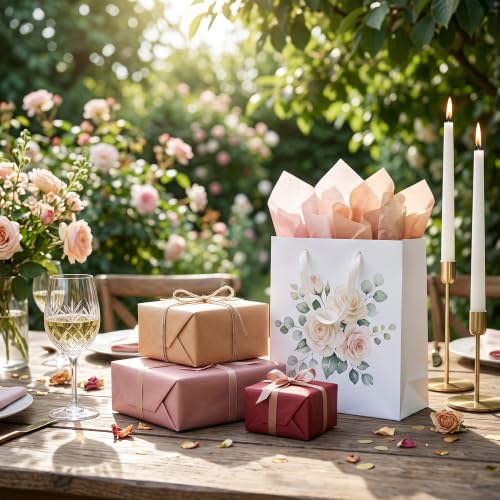 Image of BEISHIDA 90 Sheets Dusty Pink 6 Colors Tissue Paper for Gift Wrapping