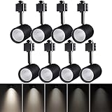 LEONLITE 8-Pack 8.5W Home Series LED Track Lighting Heads, CRI90 H Track Lighting, Dimmable Track Light Head, Adjustable LED Track Lighting Fixture for Kitchen Bedroom, ETL, Black, 4000K Cool White