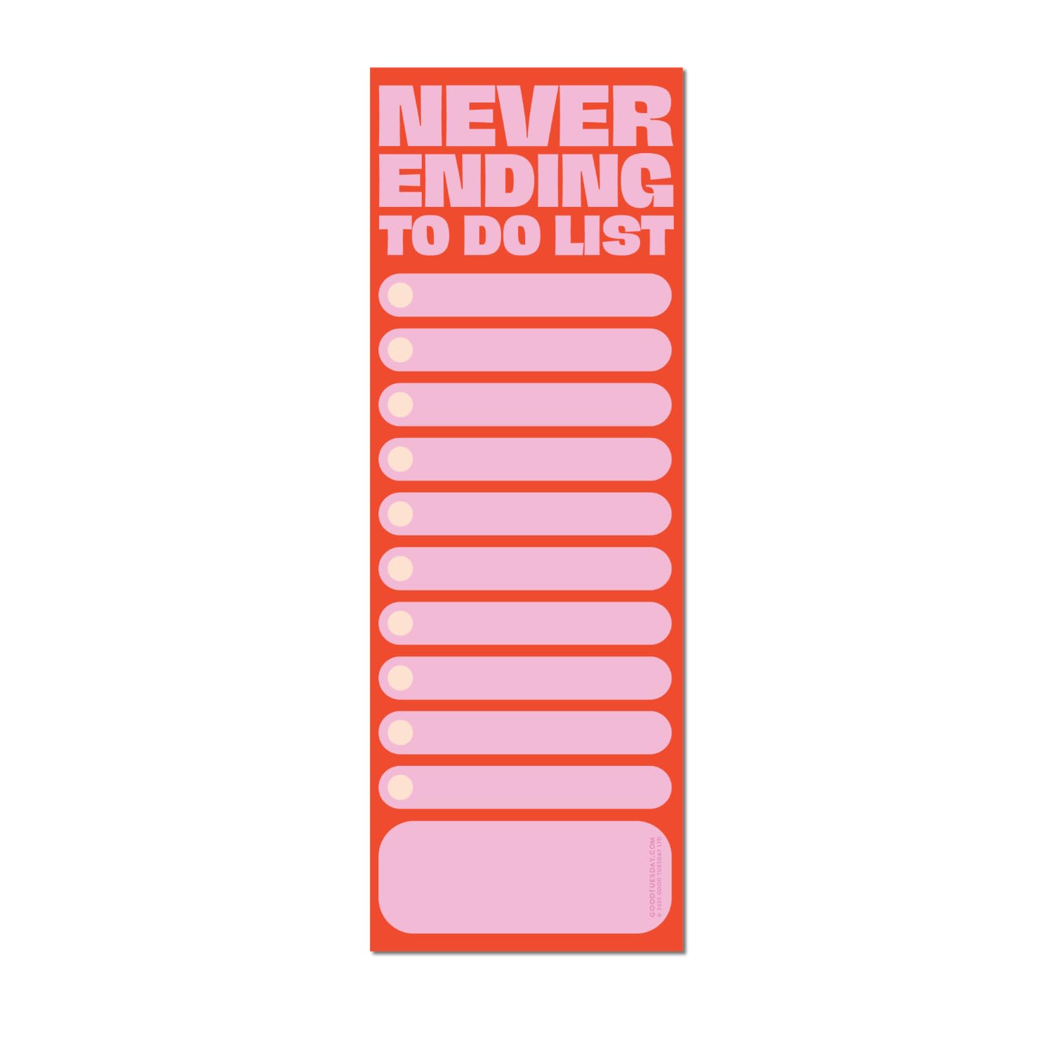 Good Tuesday - Never Ending To Do List Magnetic Fridge Planner, Reusable Dry Wipe, Fully Magnetic and Recyclable, Made in the UK, Pink & Red