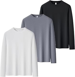 [AYISTELU] tシャツ メンズ 長袖 3枚組 肉厚生地 裏起毛 ロンT クルーネック 大きいサイズ インナーシャツ 防寒 暖かい 速乾 ストレッチ 肌着 秋冬春 服