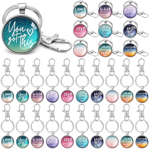 Sasylvia Inspirational Keychain Bulk Key Ring for Women Men Teacher Employee Appreciation Positive Office Business Favors (50 Pcs Gradient)
