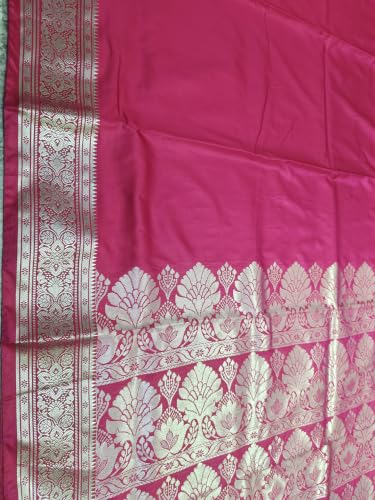 Image of Women's Glory Womens Satin Saree with Silver Woven Border | Elegant Plain Glossy Silk Saree for Party, Wedding, Reception & Festive Style with Unstitched Blouse Piece