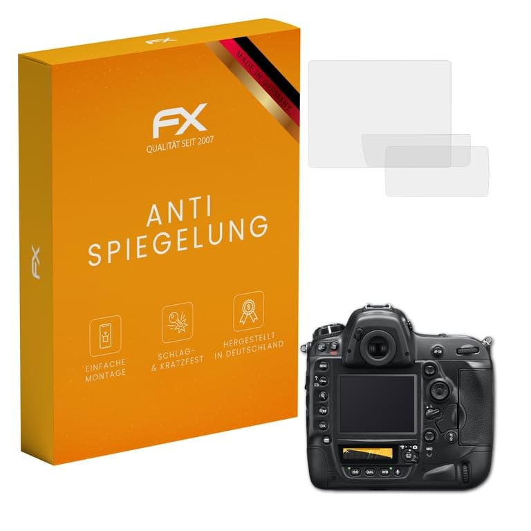 atFoliX Screen Protector compatible with Nikon D4 Screen Protection Film, anti-reflective and shock-absorbing FX Protector Film (Set of 3)