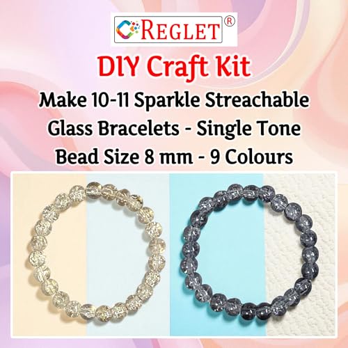 Image of 250 Pcs Single Shade Sparkle Glass Beads for Bracelet Making Kit - Beads for Jewellery Making Kit - Bead Bracelet Making - Crystal Bead - Beads for Craft - 8mm