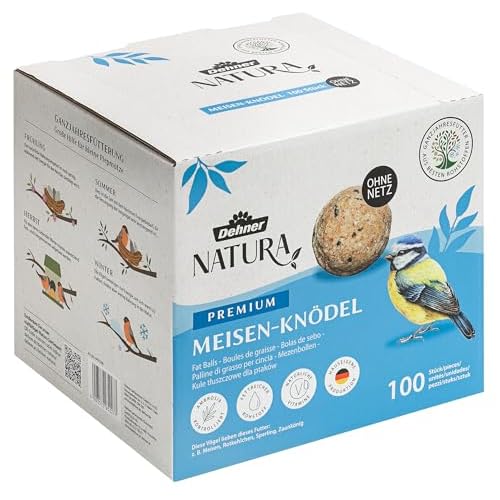 Dehner Natura Lot de 100 Aliments pour Oiseaux Sauvages, Boules de Graisse sans Filet, en Carton, 100 pièces (10 kg)