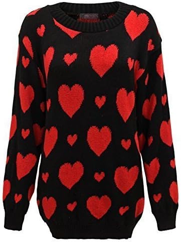 Envy Boutique Women's Hearts Print Knitted Jumper Sweater
