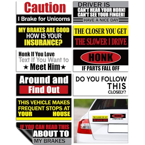 Image of AmazingSpark 10 Pcs Bumper Magnetic Sticker Funny Car Bumper Sticker This Vehicle Makes Frequent Stops at Your House Car Accessories for Truck Vehicle Luggage Window Refrigerator 8 inch x 3 inch