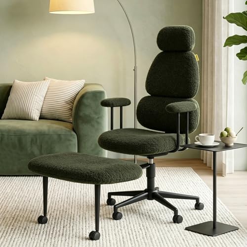 Image of Pinmoco ADHD Cross Legged Office Chair, 3-Zone Back Support, Wide Seat | Ultra-soft plush seat with armrests. Extra-wide for cross-legged & ADHD sitting. 3-zone support: neck, mid-back & lumbar.