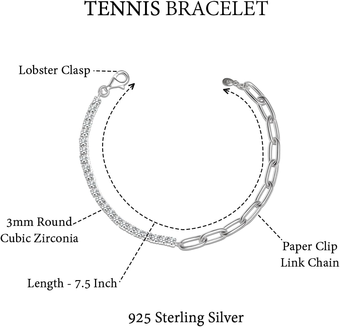 LeCalla Sterling Silver Solid Italian Paperclip Chain Bracelet | Diamond-Cut Women's Bracelet - Image 4