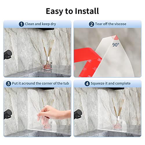Hpoypmir 2 Pcs Shower Splash Guard For Bathtub Corner, Transparent Bathtub Shower Splash Guard With 3M Super Viscose - Transparent #TOP3
