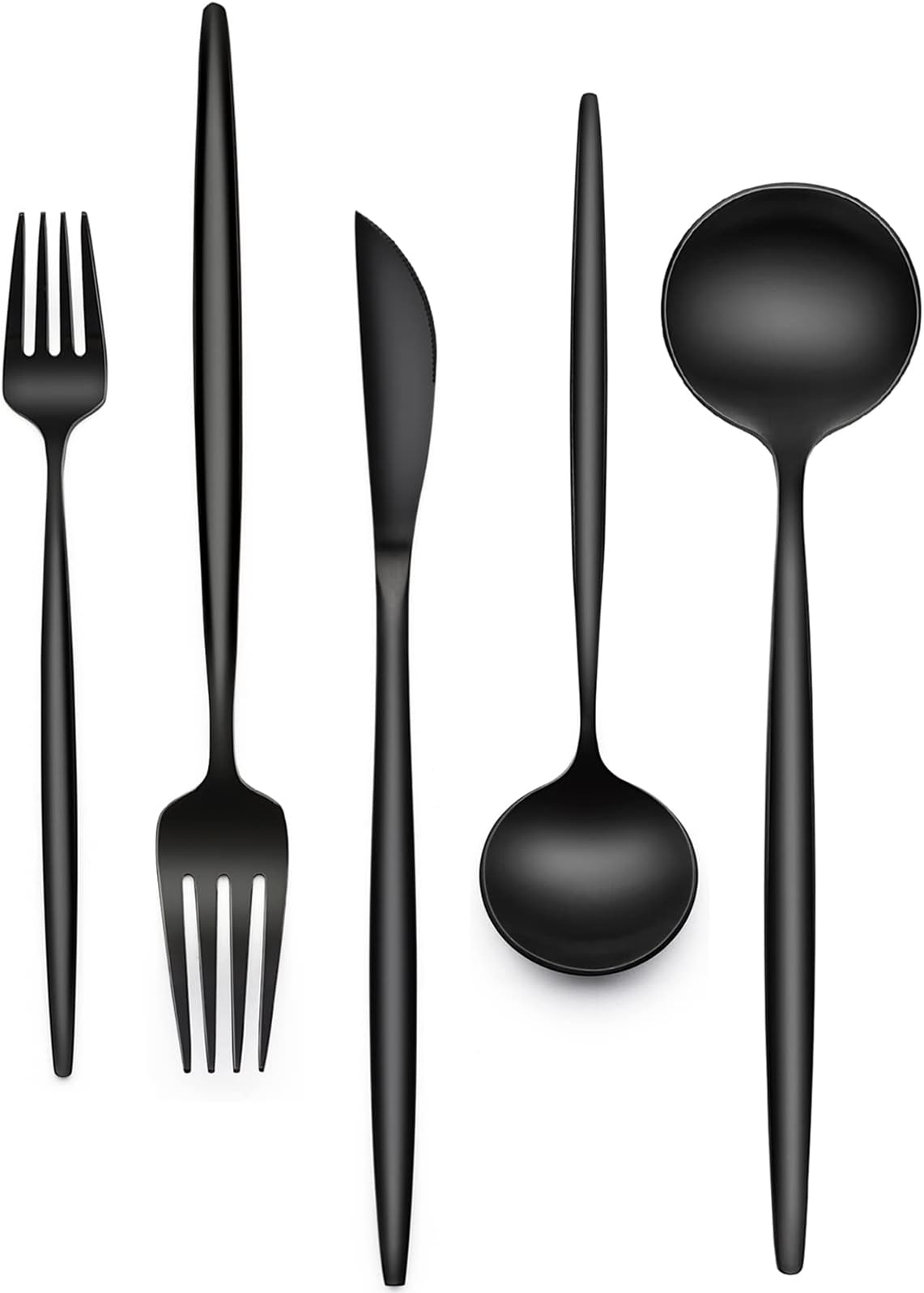 30-Piece Black Silverware Set, Flatware Set for 6, Food-Grade Stainless Steel Tableware Cutlery Set, Utensil Sets Kitchen Cutlery for Home Office Restaurant Hotel