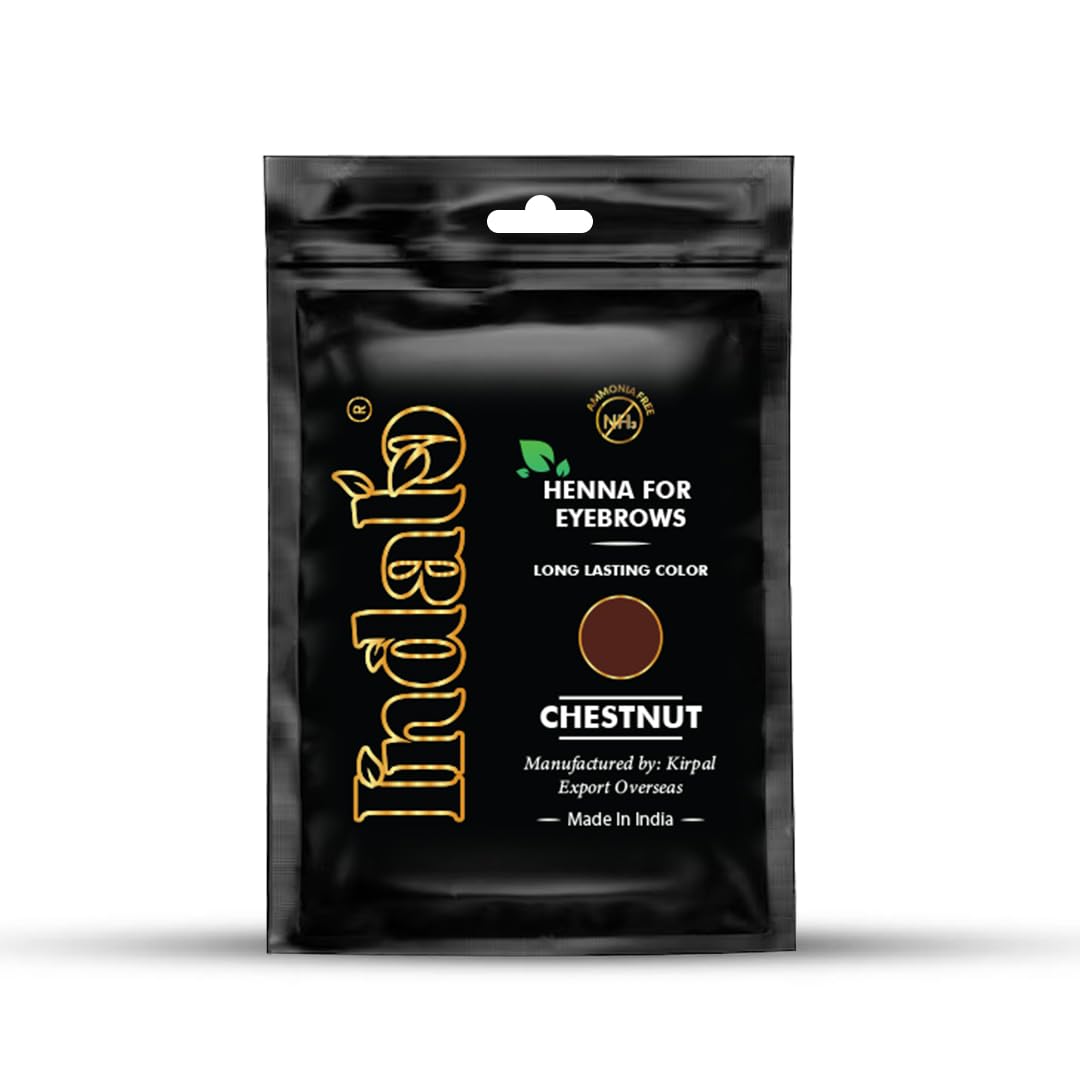 Indalo Chestnut Eyebrow Henna 10g Pouch | Brow Color Powder, Smudge-Proof & Water-Resistant, Vegan, Cruelty-Free, Gentle Formula 20 Applications