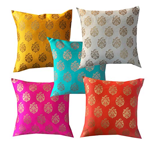 Best Decorative Cushion Covers: Cotton vs Velvet 100 PINK PARROT Jacquard Silk Multi Colour Square Cushion Cover 16X16...