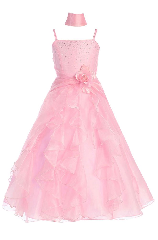 AMJ Dresses Inc Big Girls' Pink Flower Girl Formal Dress Size 8