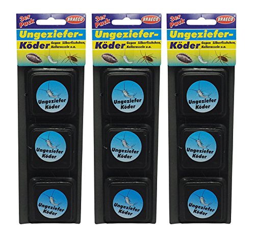 Preisvergleich Produktbild 9 x Ungeziefer-Köder von BRAECO gegen Silberfischchen, Kellerasseln Insektizid
