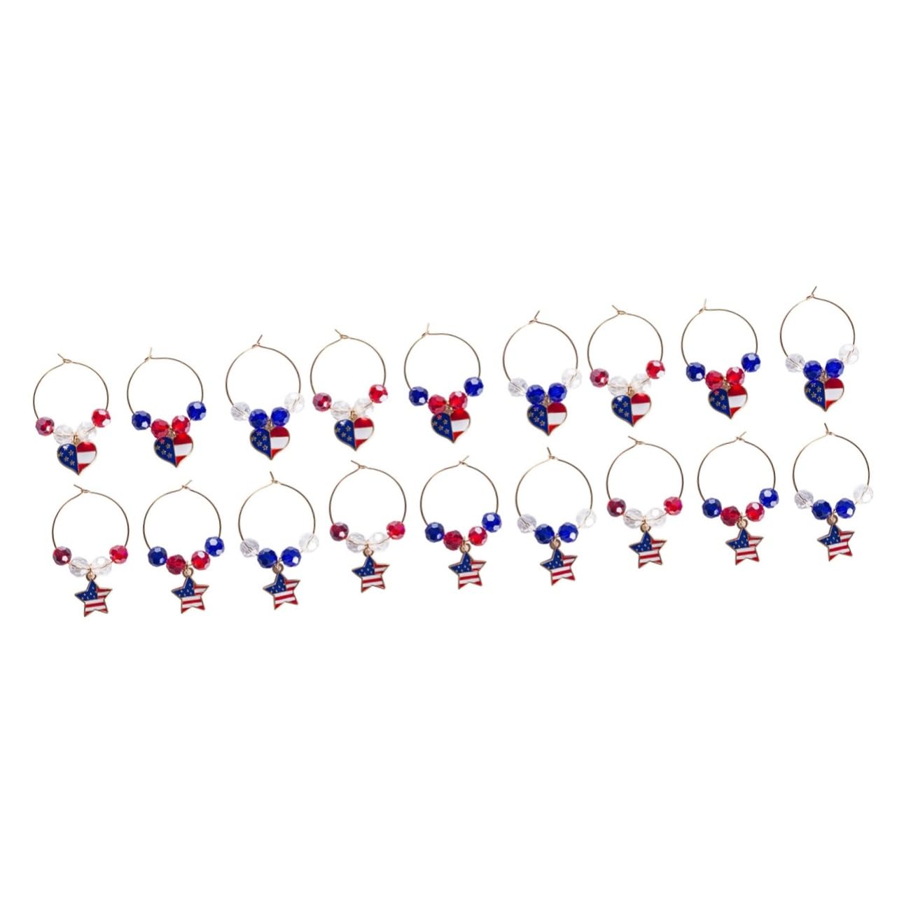 Cabilock 3 Sätze American Flag Glasmarkierer Für Weingläser Stilvolle Identifikationsringe Für Restaurant Hotel Und Bar Rot Blau 6 Stück * 3