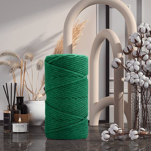 Image of Macrame Cotton Cord 5mm x 100 m, ZUEXT 100% Natural Handmade Colorful 4 Strands Twisted Braided Cotton Rope for Wall Hanging Plant Hangers Gift Wrapping Tapestry DIY Crafts(100m, Emerald Green) | 100% Natural Handmade, 4 Strands Twisted Cotton Rope, For Wall Hanging Plant Hangers Gift Wrapping Tapestry DIY Crafts, 100m