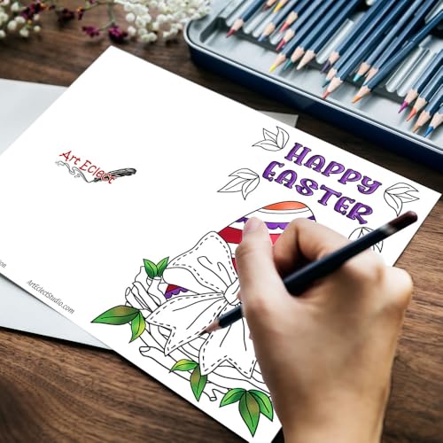 Image of Art Eclect Adult Coloring Cards for Easter, Mother's Day, Father's Day, Halloween and Thanksgiving, 10 cards to color and 10 White Envelopes (HolidayMix 10)