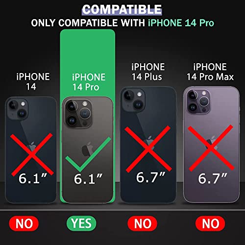 Image of Polycarbonate Back Cover Case Compatible for Apple iPhone 14 Pro with Slide Camera Cover & Rotated Ring Stand | Military Grade Mobile Phone Cover Case for Apple iPhone 14 Pro (Green)