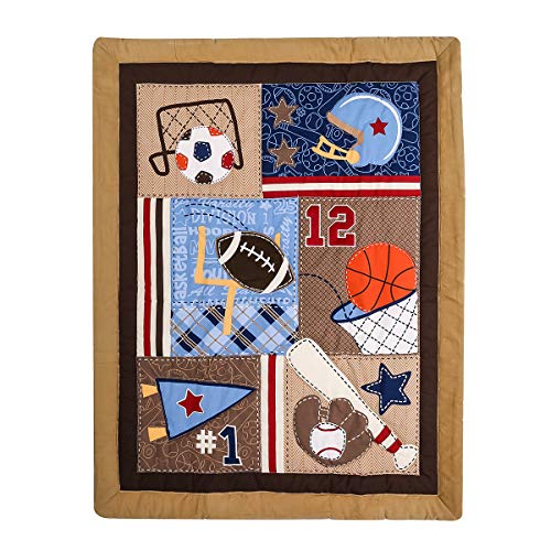 3 Pcs Sports Themed Nursery Crib Bedding Set Brown Basketball Ruby Baby Boy Bedding Set Comforter Fitted Sheet Skirt #TOP1