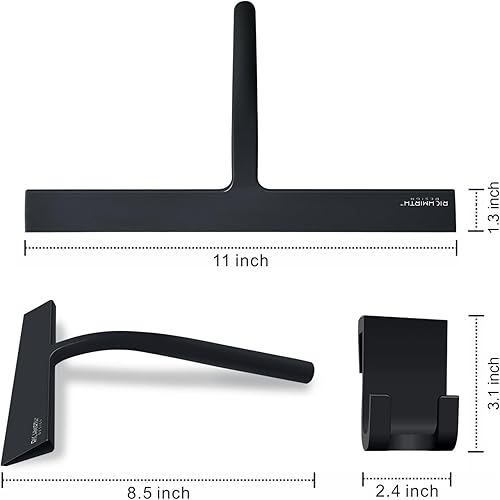 Miniatura 2 de RICHMIRTH Escobilla de goma de silicona y gancho para ventana de ducha de 11 pulgadas de ancho, escobilla de baño de silicona para puertas de ducha,