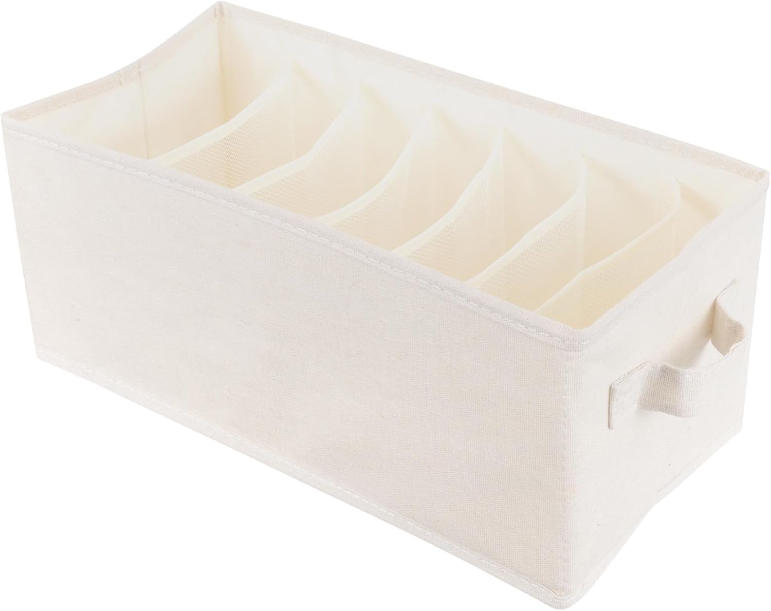 Beige Foldable Fabric Clothes Drawer Organizer Box, 7-compartment
