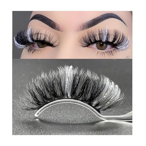Black and White False Eyelashes with Silver Glitter,1 Pair Black ...