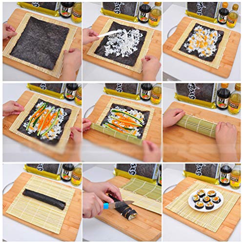 DOITOOL 1 peça de tapete de bambu para sushi, 24 x 24 cm, tapete quadrado para fazer sushi, kit para