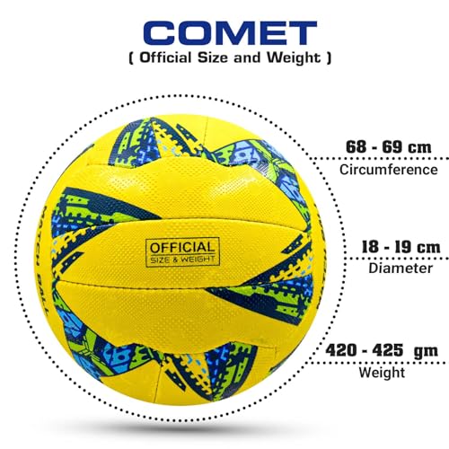 Image of Synco Comet Throwball | 18 Panel | Rubberised Hand Stitched | Dual Textured Grip | Match Ball (Size-5) Yellow