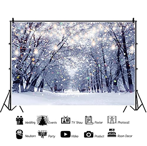Toile De Fond Photo Hivernale 2.2x1.5 M - Motif Forêt Enneigée Bokeh, Tissu Vinyle Fin, Imprimé HD