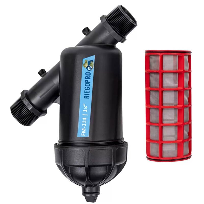 Riegopro Filtro de Malla RIEGOPRO   para riego por goteo y sistemas de riego – alta capacidad de retención de partículas, fácil limpieza, ideal jardines y huertos (1 1/4