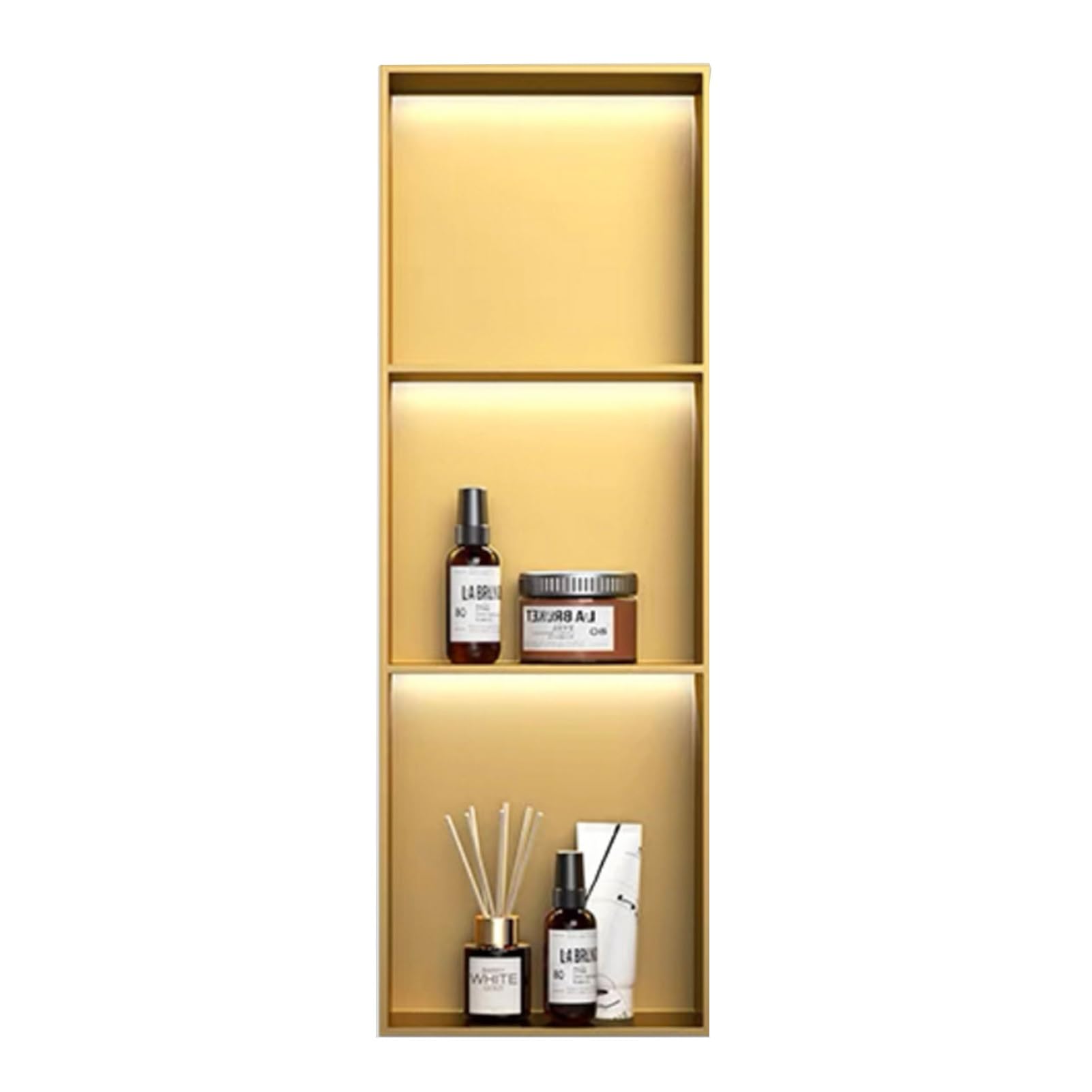 QUSYZD Wall Niche Stainless Steel Wall Niche, Recessed Stainless Niche for Storag, Brushed Stainless Steel Bathroom Wall Niche Cubby for Bathroom Storage,Metallic,Metallic-90x28x12.5cm