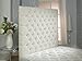 CROWNBEDSUK Testiera Alton in Finta Pelle di Alta qualità. Singolo, Panna, Tessuto, Crema, 6FT SUPER KINGSIZE 36''